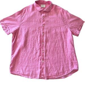 Baird McNutt Murano Linen Button Down Collard Shirt Mens XXL Vacation Beach Pink
